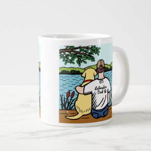 Gelbe Labrador- und Dad See-Ansicht Jumbo-Tasse