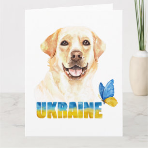 Gelbe Labrador und Schmetterling in der Ukraine Karte