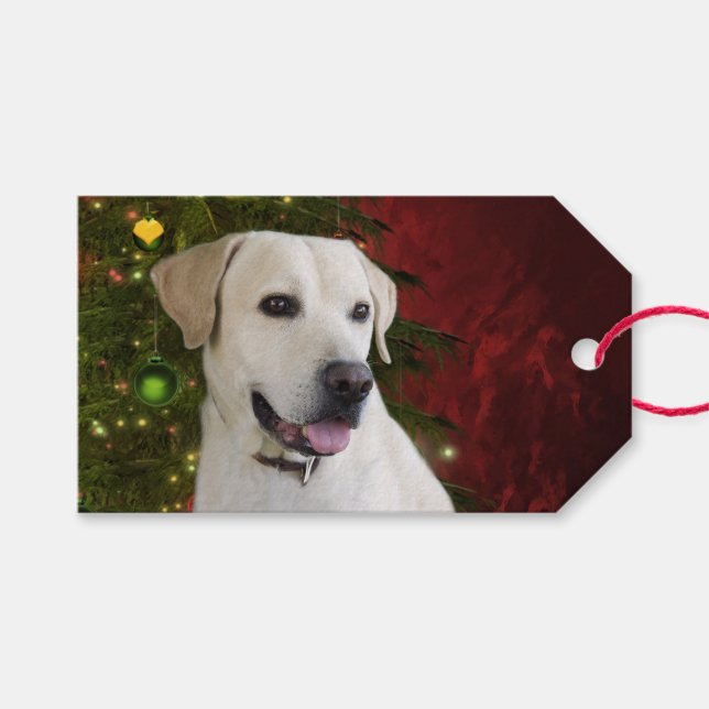 Gelbe Labrador Weihnachten Geschenkanhänger (Vorderseite (Horizontal))