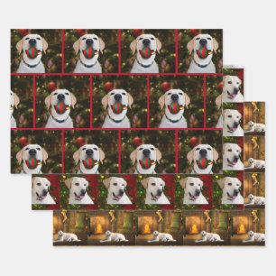 Gelbe Labrador Weihnachten Geschenkpapier Set