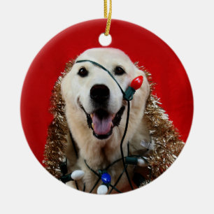 Gelbe Labrador Weihnachten Keramikornament