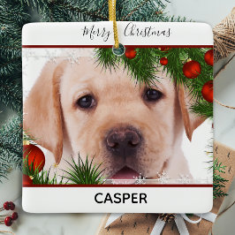 Gelbe Labrador Weihnachten - Niedlicher Hund Welpe Keramikornament