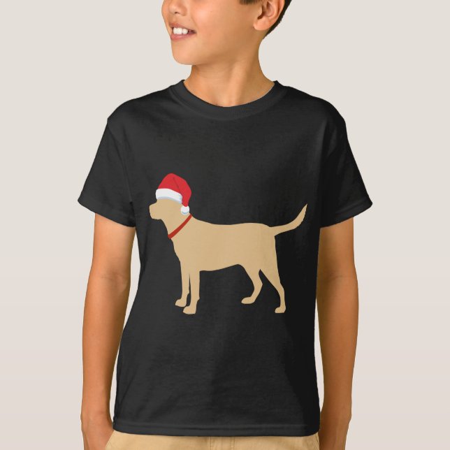 Gelbe Labrador Weihnachtsmannmütze Niedlich Labrad T-Shirt (Vorderseite)