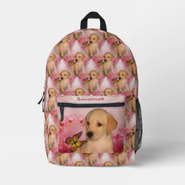 Gelbe Labrador Welpe Butterfly Tier Personalisiert Bedruckter Rucksack
