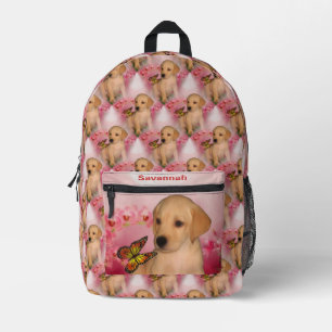 Gelbe Labrador Welpe Butterfly Tier Personalisiert Bedruckter Rucksack