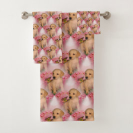 gelbe Labrador Welpe Butterfly Tiermuster Badhandtuch Set