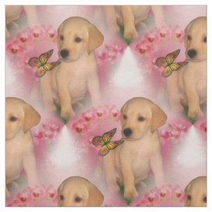 gelbe Labrador Welpe Butterfly Tiermuster Stoff