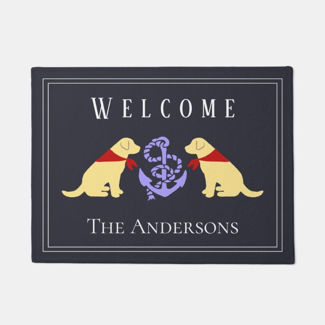 Gelbe Labradors und Anker-Seefußmatte Fußmatte (Vorderseite)