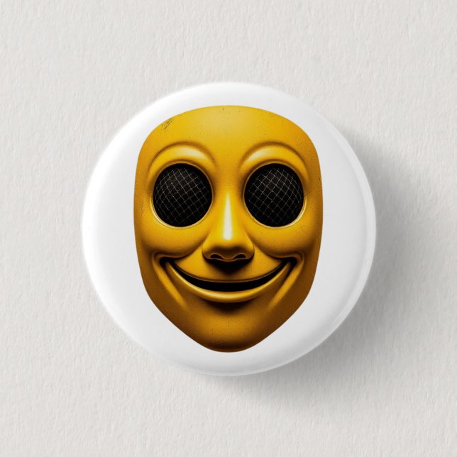 Gelbe Lächelmaske Button (Vorderseite)