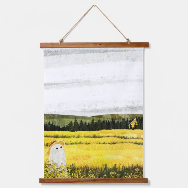 Gelbe Landschaft Wandteppich Mit Holzrahmen (Vorderseite)