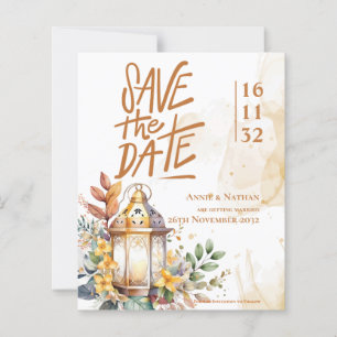 Gelbe Laternenblume Save the Date Hochzeit im Herb