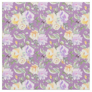 Gelbe Lavendel-Rosen Stoff lila Hintergrund