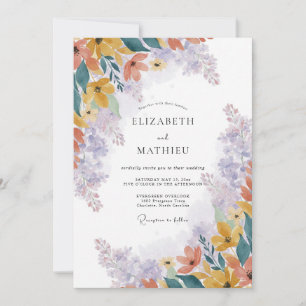 Gelbe Lavendel-Wildblumen-Hochzeit Einladung