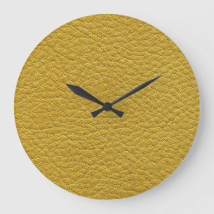 Gelbe Ledertextur Nahtlos Nahaufnahme Große Wanduhr
