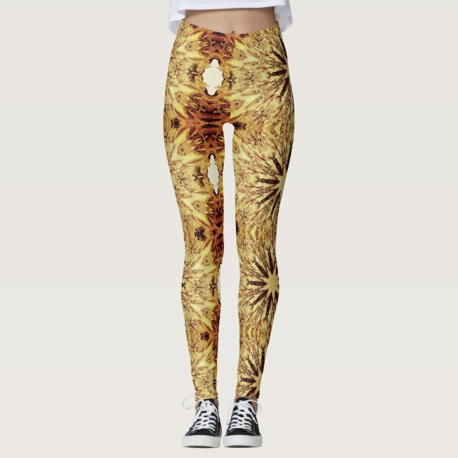 Gelbe Leggings mit modernen geometrischen Kunstwer (Vorderseite)