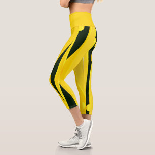Gelbe Leggings mit schwarzen Streifen