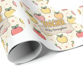 Gelbe Lehrer Schule Apfel Muster Geschenkpapier