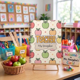 Gelbe Lehrer Schule Apfel Muster Notizblock