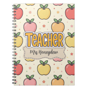Gelbe Lehrer Schule Apfel Muster  Notizblock