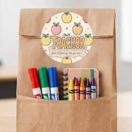 Gelbe Lehrer Schule Apfel Muster Runder Aufkleber