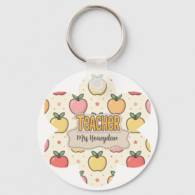 Gelbe Lehrer Schule Apfel Muster  Schlüsselanhänger (Vorderseite)