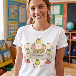 Gelbe Lehrer Schule Apfel Muster T-Shirt