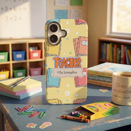Gelbe Lehrerbücher Muster iPhone 16 Hülle