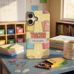 Gelbe Lehrerbücher Muster iPhone 16 Hülle
