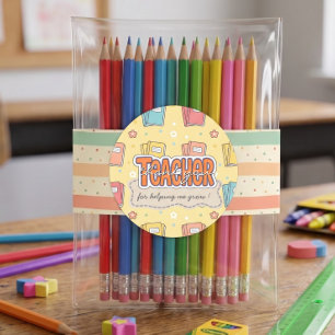 Gelbe Lehrerbücher Muster  Runder Aufkleber