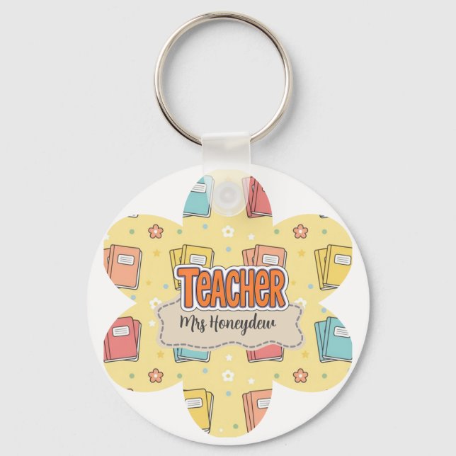 Gelbe Lehrerbücher Muster  Schlüsselanhänger (Vorderseite)