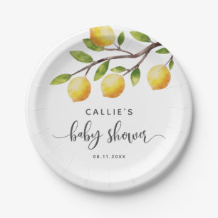 Gelbe Lemon Gender Neutral Baby Dusche Pappteller