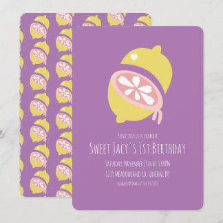 Gelbe Lemon mit Herz Sweet Birthday Einladung