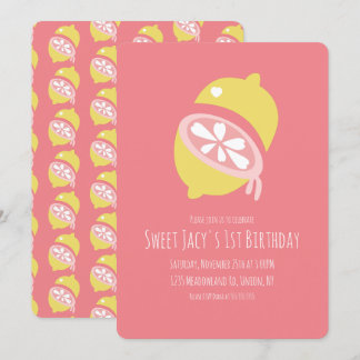 Gelbe Lemon mit Herz Sweet Birthday Einladung