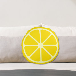 Gelbe Lemon Slice Fun Citrus Rundwurfkissen Rundes Kissen