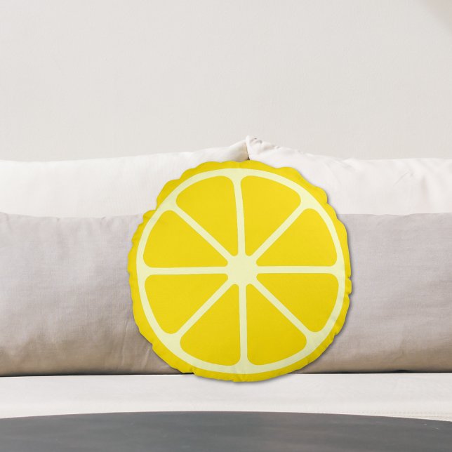 Gelbe Lemon Slice Fun Citrus Rundwurfkissen Rundes Kissen (Yellow Lemon Slice Fun Citrus Round Throw Pillow
)