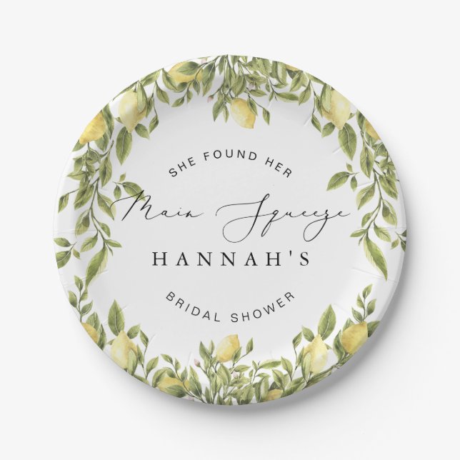 Gelbe Lemon Sorrento Mediterranes Brautparty Pappteller (Vorderseite)