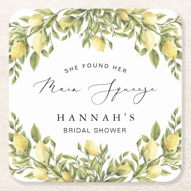 Gelbe Lemon Sorrento Mediterranes Brautparty Rechteckiger Pappuntersetzer (Vorderseite)
