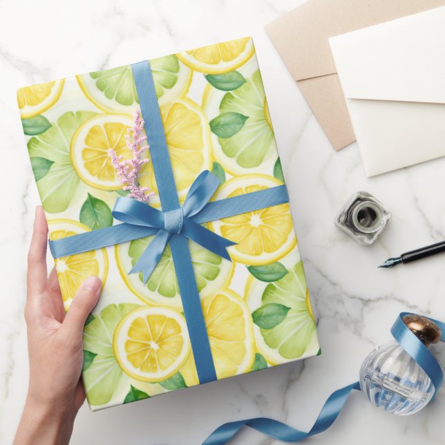 Gelbe Lemon Wasserfarbe Geschenkpapier (Schenken)