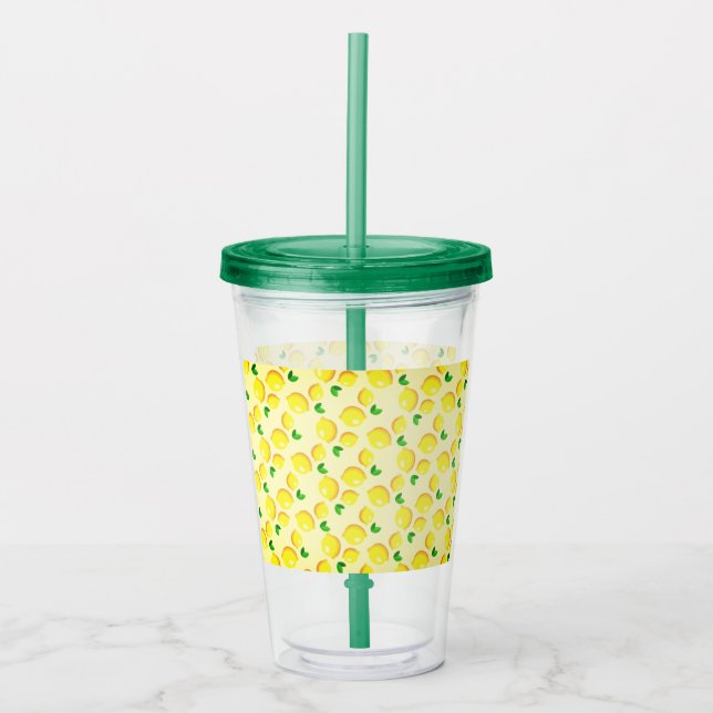 Gelbe Lemonen Acrylic Tumbler Fresh Acryltrinkbecher (Vorderseite)