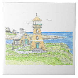Gelbe Leuchtturm-Wandfliese Fliese