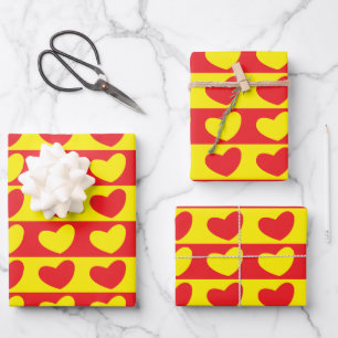 Gelbe Liebe Herz Geschenkpapier Set
