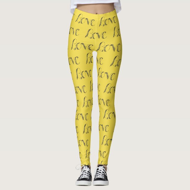Gelbe Liebe Leggings (Vorderseite)