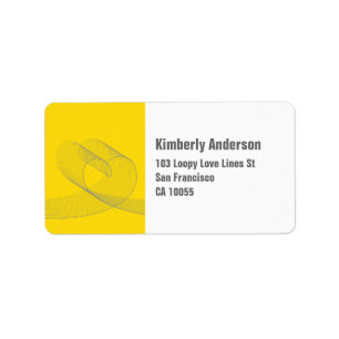 Gelbe Liebe Loopy Heart Wedeladressen Labels Adressaufkleber