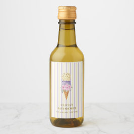 Gelbe Lila Blume Scoop Ice Cream Baby Dusche Weinetikett