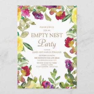 Gelbe Lila Florale Salbeigrüne Empty Nest Party Einladung