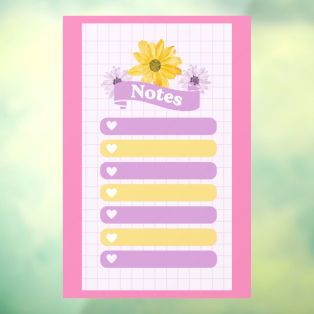 Gelbe Lila Girly Floral Blume Blossom Herzen Fensteraufkleber (Blatt 3)