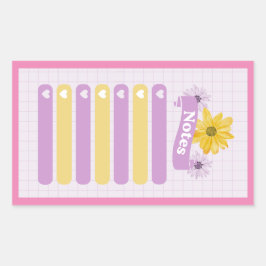 Gelbe Lila Girly Floral Blume Blossom Herzen Rechteckiger Aufkleber