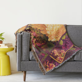 Gelbe lila Herbstblumen Thanksgiving Decke