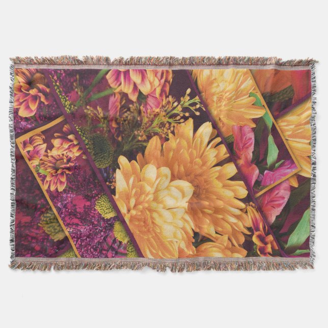 Gelbe lila Herbstblumen Thanksgiving  Decke (Vorderseite)