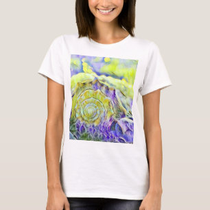 Gelbe lila Muschel in schäumender Meeres-Aquarellf T-Shirt